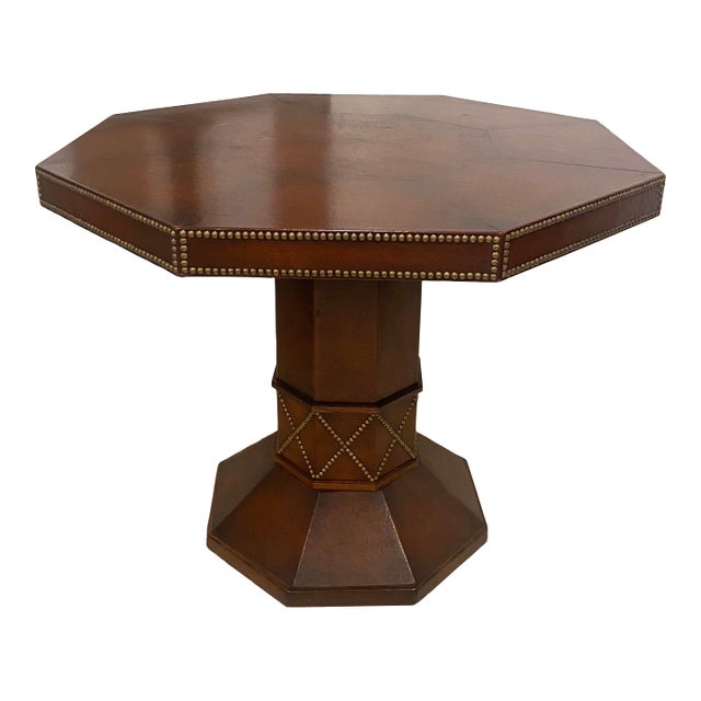 Octagonal Leather Game Table For Sale