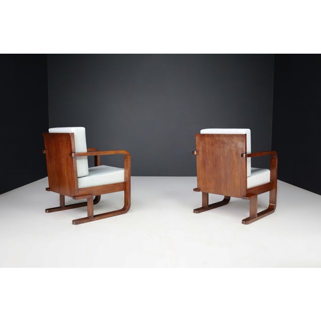Set of Art Deco Armchairs in Oak Bentwood and New Upholstery, Austria, 1930s For Sale - Image 6 of 16