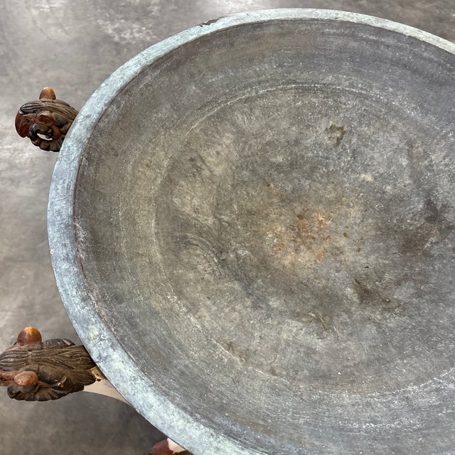 English Mid 20th Century Large Verdigris Copper Charger For Sale - Image 3 of 10