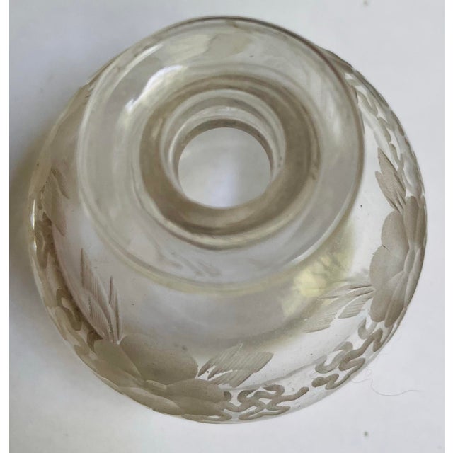 Transparent Early 20th Century Hawkes Cut Glass Etched Crystal Sterling Silver Stopper Vanity Perfume Bottle For Sale - Image 8 of 9