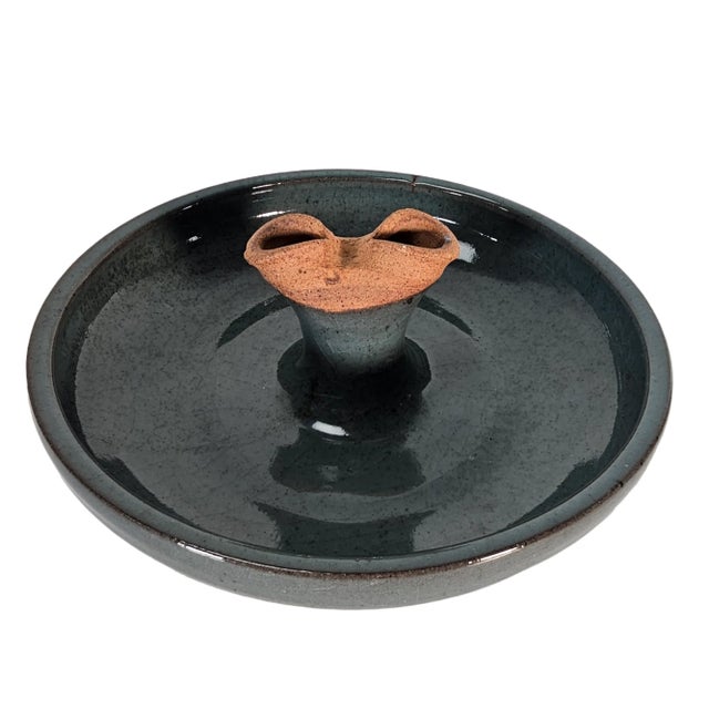 Modern Studio Art Pottery Crackle Modern Green Bowl For Sale - Image 3 of 6