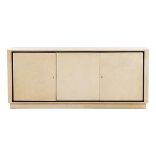 Parchment Covered Sideboard With Ebonized Trim, C. 1960 For Sale