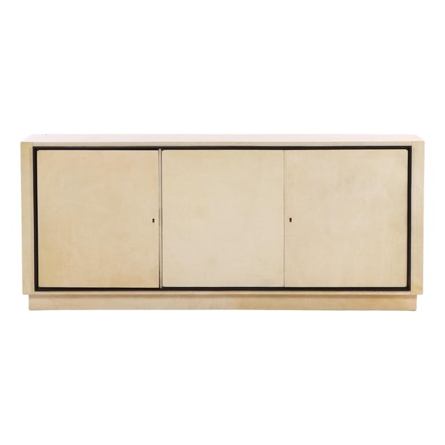 Parchment Covered Sideboard With Ebonized Trim, C. 1960 For Sale