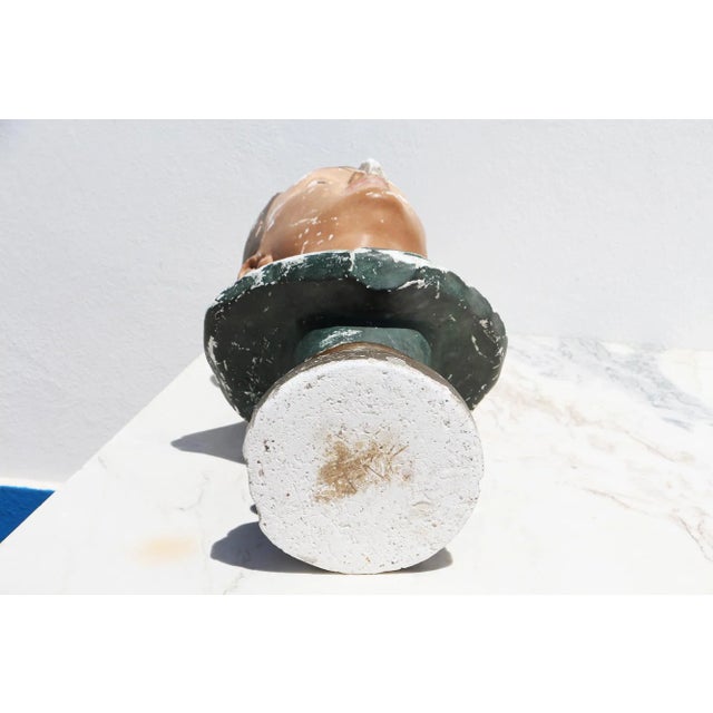 1920s French Art Deco Life-Size Plaster Hat Mannequin Bust For Sale - Image 12 of 13