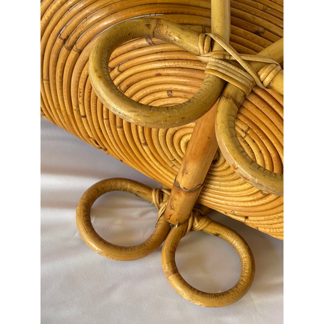 Wood Italian Gabriella Crespi Style Pencil Bamboo Magazine Rack, 1960s For Sale - Image 7 of 10