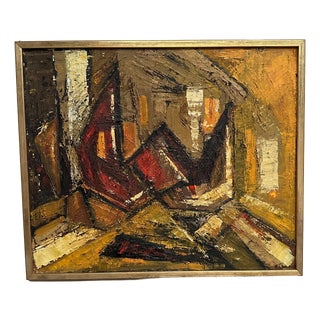 Kenneth Larsson, Composition, 1960s, Oil on Panel For Sale