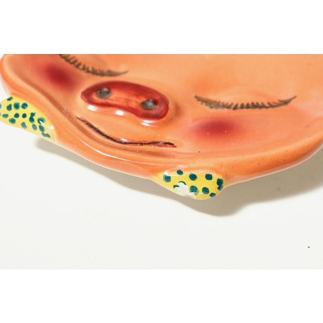 Set of Three Hand Painted Vintage Italian Ceramic Wall-Mounted Decorative Plates - Pinocchio, Cat and Pig For Sale - Image 12 of 16