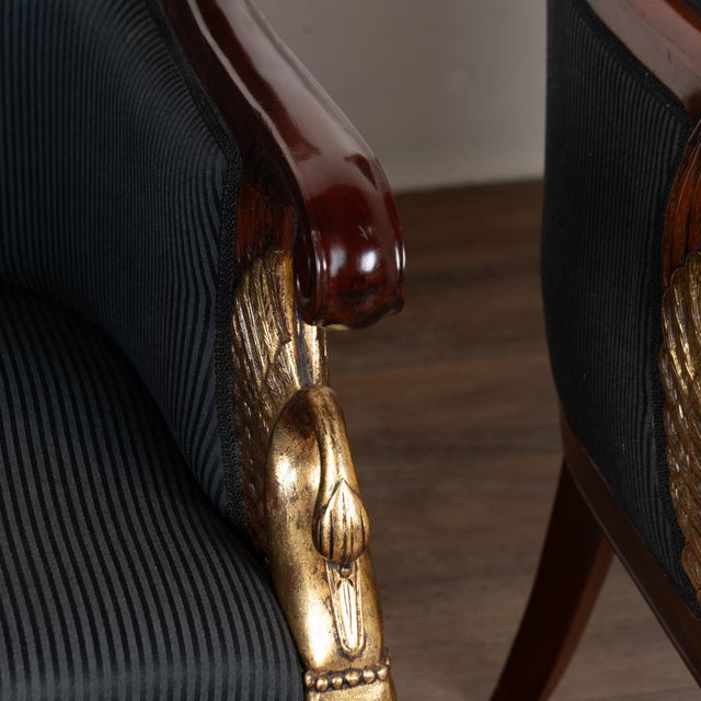 19th-Century Danish Mahogany Biedermeier Armchairs With Carved Swans For Sale - Image 11 of 18