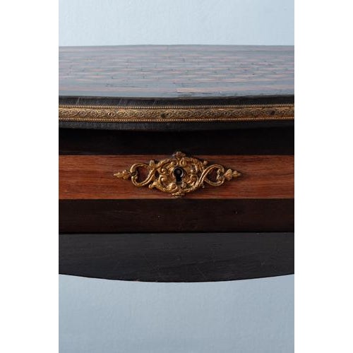Brown French Dressing Table with Cube Parquetry, 1800s For Sale - Image 8 of 15