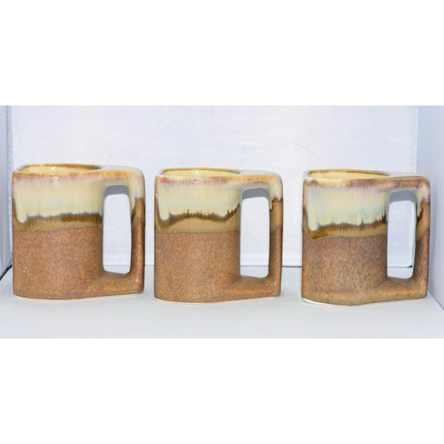 Mid-Century Rodolfo Padilla Drip Glaze Pottery Coffee Mugs 3 Piece Coffee Mug Set For Sale - Image 4 of 8