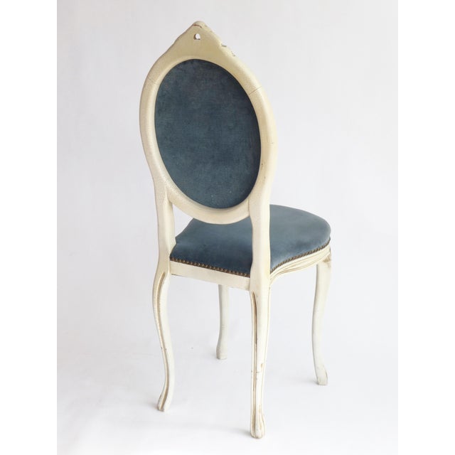 Wood Vintage French Louis XV Style Wooden Chair with Blue Velvet, 1960s For Sale - Image 7 of 9