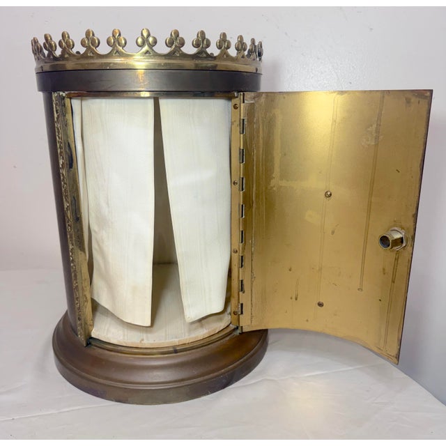 Bronze Large Antique Bronze Religious Catholic Church Altar Tabernacle Offering Box For Sale - Image 8 of 14