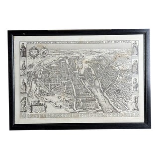 Framed Map of Paris For Sale