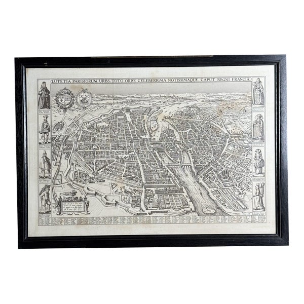 Framed Map of Paris For Sale