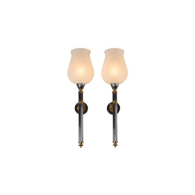 Vintage French Wall Sconces in Gunmetal and Gilt Bronze from Maison Jansen, 1970s, Set of 2 For Sale - Image 13 of 13