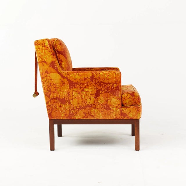 Dunbar Furniture Edward Wormley for Dunbar Mid Century Lounge Chair With Jack Lenor Larsen Fabric For Sale - Image 4 of 10