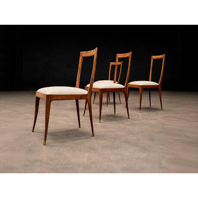 Beige Set of Six Sculptural Dining Chairs in Caviuna & Bouclé by Giuseppe Scapinelli, Brazil, 1950s For Sale - Image 8 of 16