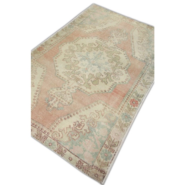 1960s 1960s Vintage Pink & Blue Rug For Sale - Image 5 of 7