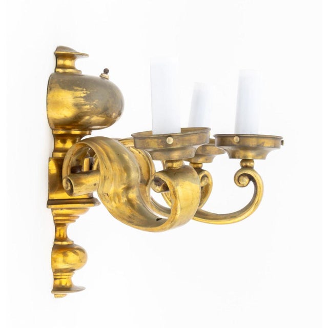 Gold French Empire Style Bronze Three-Light Wall Sconce For Sale - Image 8 of 9