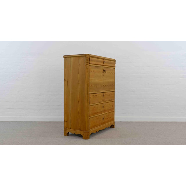 Antique Biedermeier Secretary in Softwood and Burlwood, 19th Century For Sale - Image 6 of 18