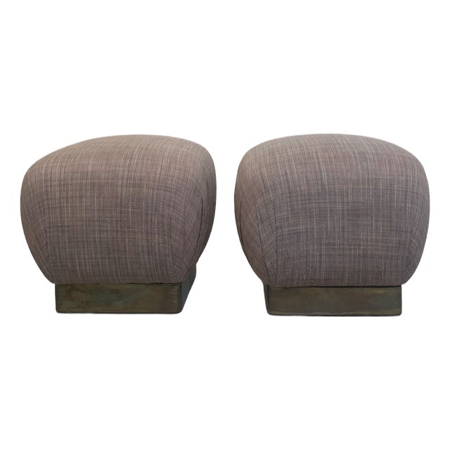 Mid-Century Brass Souffle Pouf (Pair) For Sale