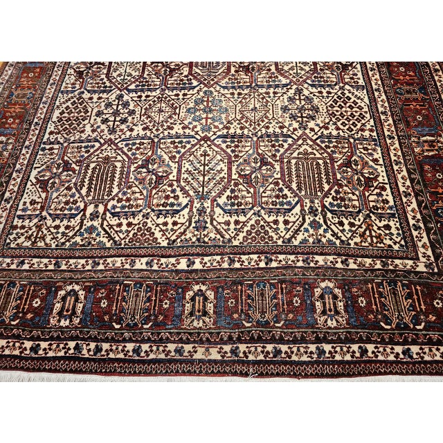 Vintage Joshegan Kashan Rug, Hand-Knotted Wool, Allover Weeping Willow Pattern, Ivory & Blue, 8x11 For Sale - Image 11 of 17