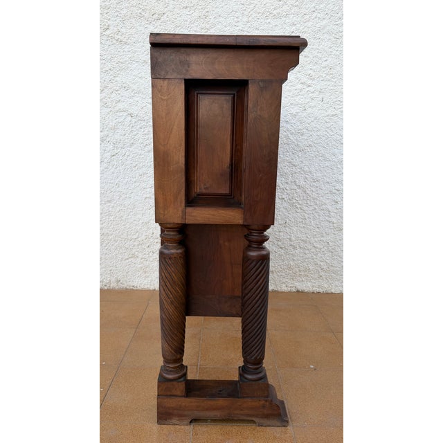 Early 20th Century Rare Spanish Carved Walnut Sideboard With Geometric Panels and Spiral Columns For Sale - Image 15 of 15