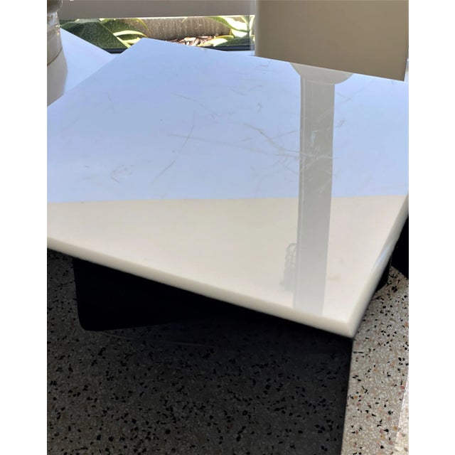 Modern Pedestal Illuminated Black and White Lucite For Sale - Image 3 of 12