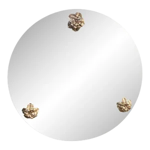 Rare Sally Sirkin Lewis for J. Robert Scott Art Deco Round Giltwood Magnolia Mirror