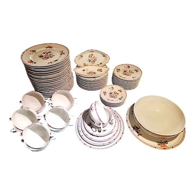 Large Porcelain Dinner Service by Raynaud Limoges, 1960s, Set of 51 For Sale