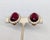 Vintage 1960s Signed Hattie Carnegie Oval Goldtone Faux-Garnet & Clear Rhinestone Clip Earrings-2 Pieces For Sale In Philadelphia - Image 6 of 7