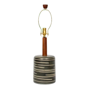 Jane & Gordon Martz Olive & Tan Banded Pottery Table Lamp