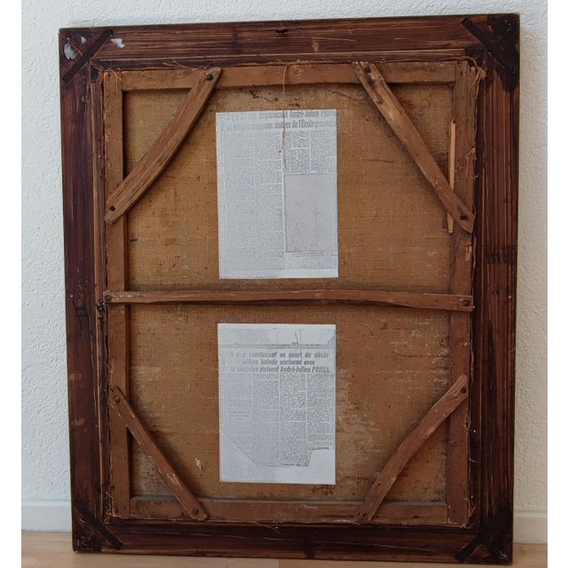 André Julien Prina, Portrait de Femme Devant un Paysage Marin, Oil on Canvas, Framed For Sale - Image 11 of 13