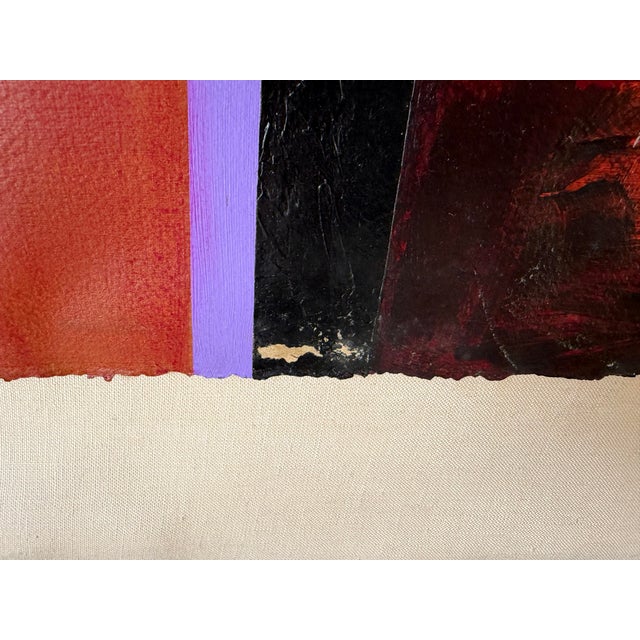 1980s Vintage Expressionist Geometric Abstract Acrylic on Paper Painting, Signed & Framed For Sale - Image 10 of 12
