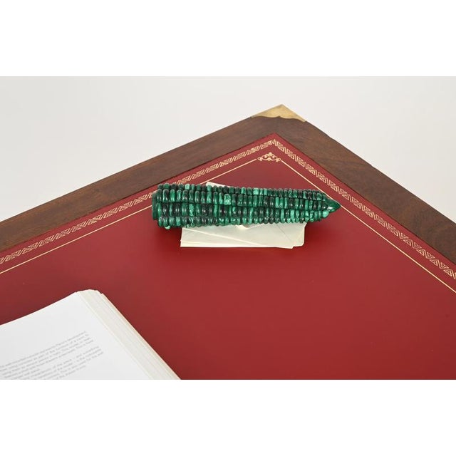 Magnificent paperweight corn sculpture fully made in green Italian malachite. This stylish and unique piece was made in...