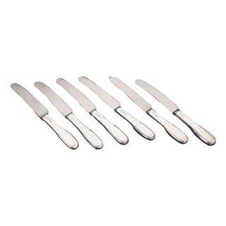 Dinner Knives in Silver and Stainless Steel by Evald Nielsen, 1930s, Set of 6 For Sale