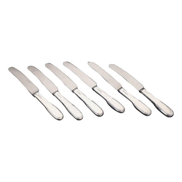 Dinner Knives in Silver and Stainless Steel by Evald Nielsen, 1930s, Set of 6 For Sale