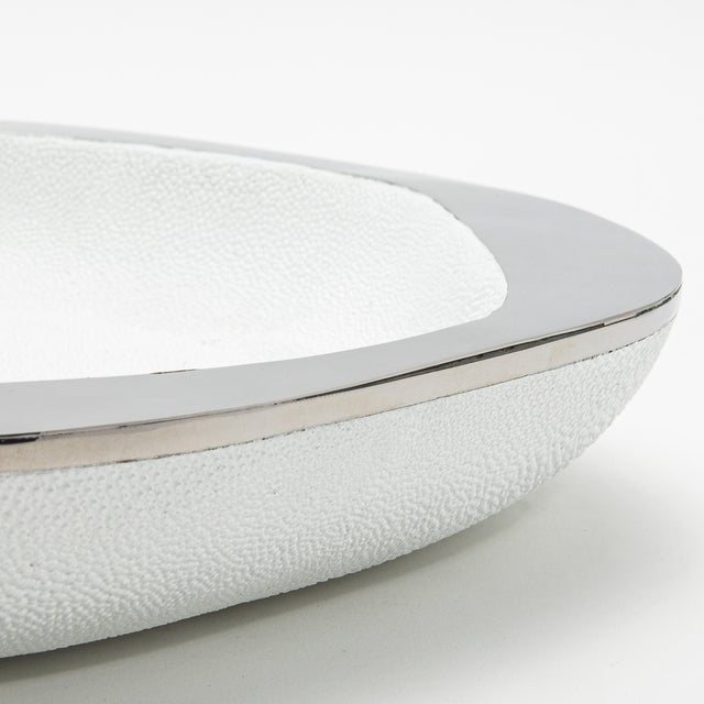 Bowl in White Shagreen With Stainless Steel Details by R&y Augousti For Sale In Los Angeles - Image 6 of 7