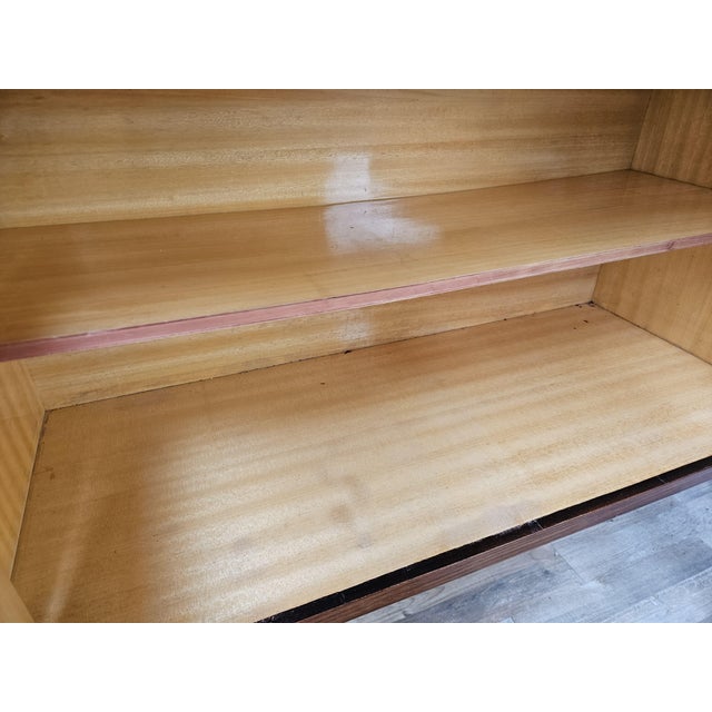 Mid-Century Mahogany-Paneled Sideboard with Glass Top and Brass Handles, 1960 For Sale - Image 13 of 18