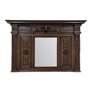 Antique Italian Renaissance Revival Walnut Mantel Mirror For Sale
