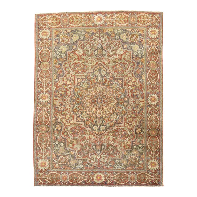 Antique Zabihi Collection Persian Tabriz Accent Rug - 4'7" x 6' For Sale
