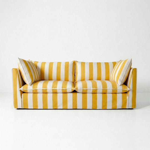 Sophie Conran Coco 3 Seater Sofa - Dandelion Stripes with Knife Edge Cushion For Sale - Image 4 of 4