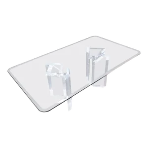 Magnificent Lucite Pedestals Base Glass Top Dining Conference Table 7' Long