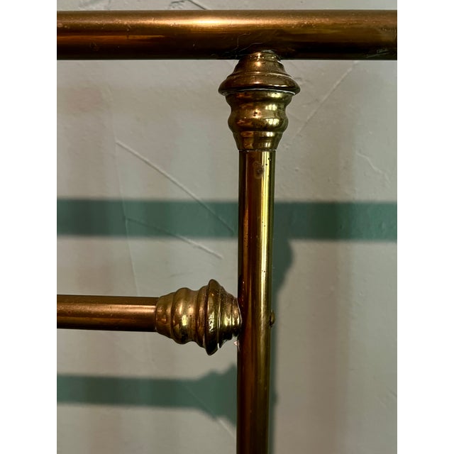 Pair of Antique Victorian Brass Twin Beds With Original Cast Iron Dovetail Rails For Sale - Image 14 of 17