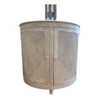 Light Gray Wood Demilune Cabinet For Sale