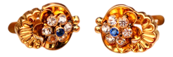 Gold Earrings with Encrusted Synthetic Stones, Set of 2