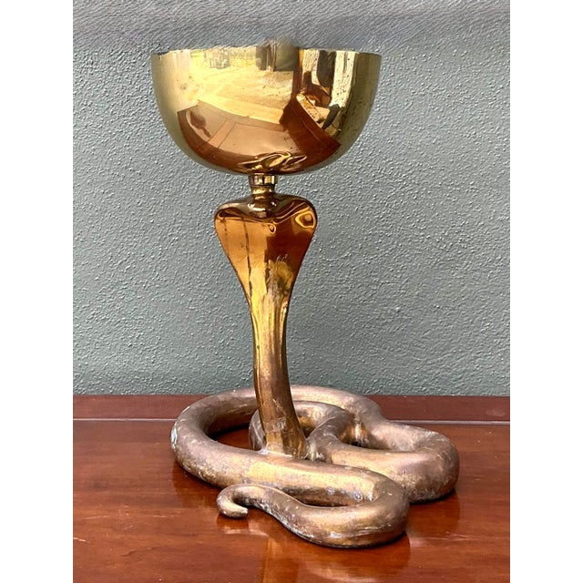 Vintage Polished Brass Cobra Bowl For Sale - Image 4 of 12