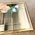 Glass Postmodern Lily Flower Stained Glass Gold Frame Wall Mirror For Sale - Image 7 of 11