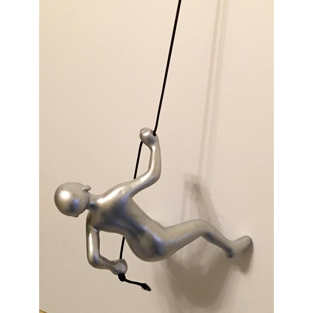 Contemporary The Climbing Man- Hanging Wall Art in Silver- Position 1 For Sale - Image 3 of 5