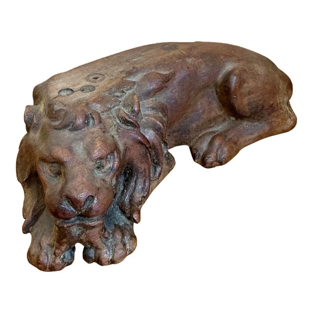 Vintage Hand Carved Lion For Sale